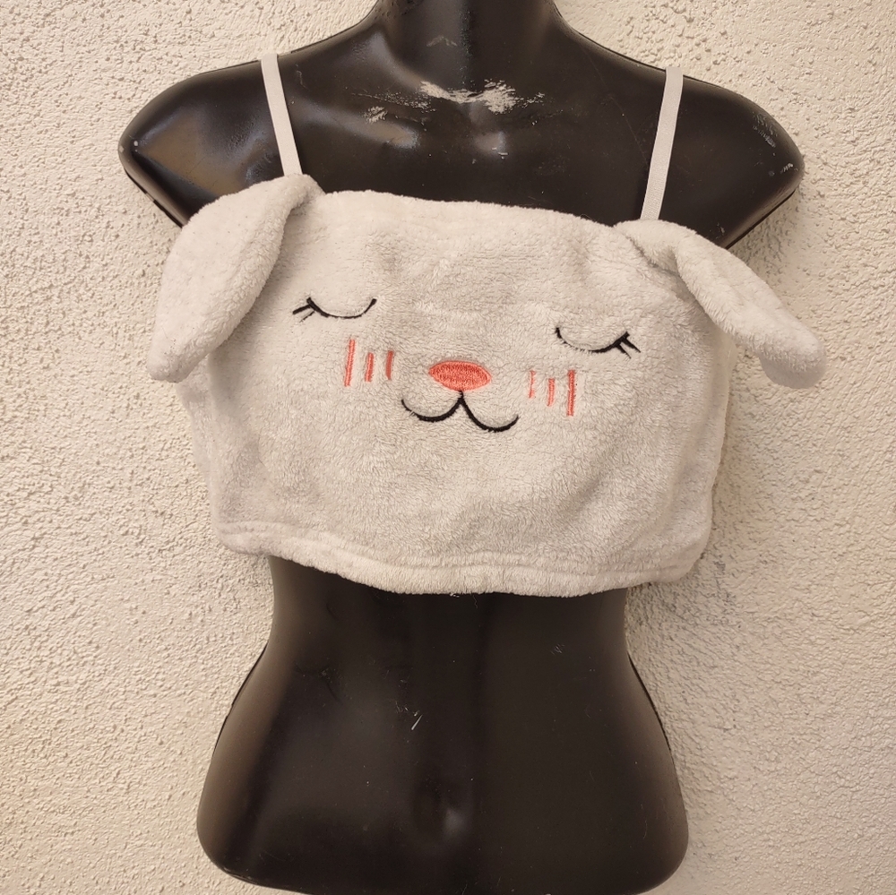 Flapjack Bunny Crop Top Easter Rave Party Furry Festival Fit Cosplay White XL